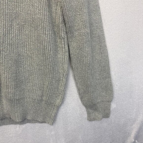 J Crew Knit Sweater Mens XL Gray Brown Shoulder Patch Crewneck Pullover Heavy - Picture 10 of 16